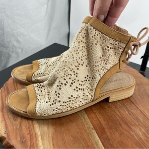 Musse & Cloud Aineed Lace Cream Eyelet Boho Tie Sandals Women’s Size 9 40